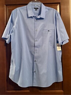 Men’s Alfani Light Blue Short-Sleeve Dress Shirt